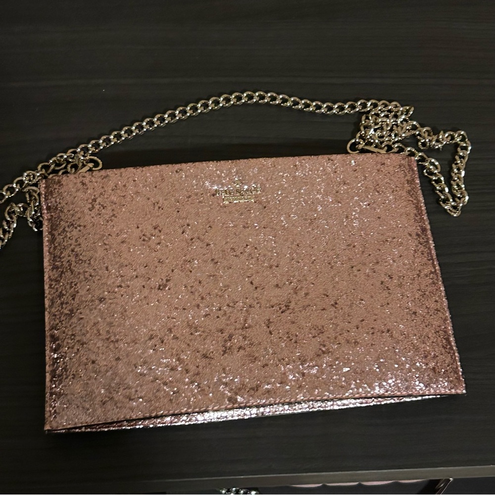 Kate Spade Wedding Belles Sima Glitterbug Clutch Crossbody in Rose Gold